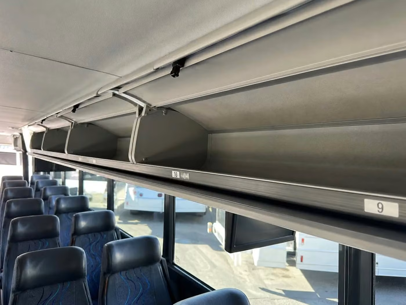 sherwood charter bus overhead storage