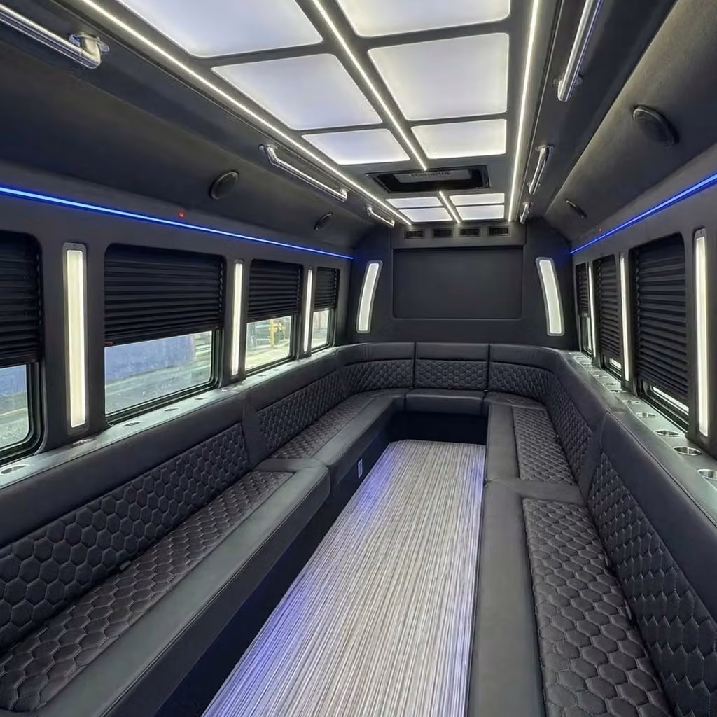 sherwood party bus wraparound seating